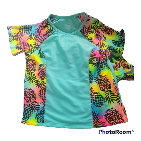 Wondernation, two piece, swimsuit, Girls size L 10-12, multicolored, pineapple - Picture 5 of 6